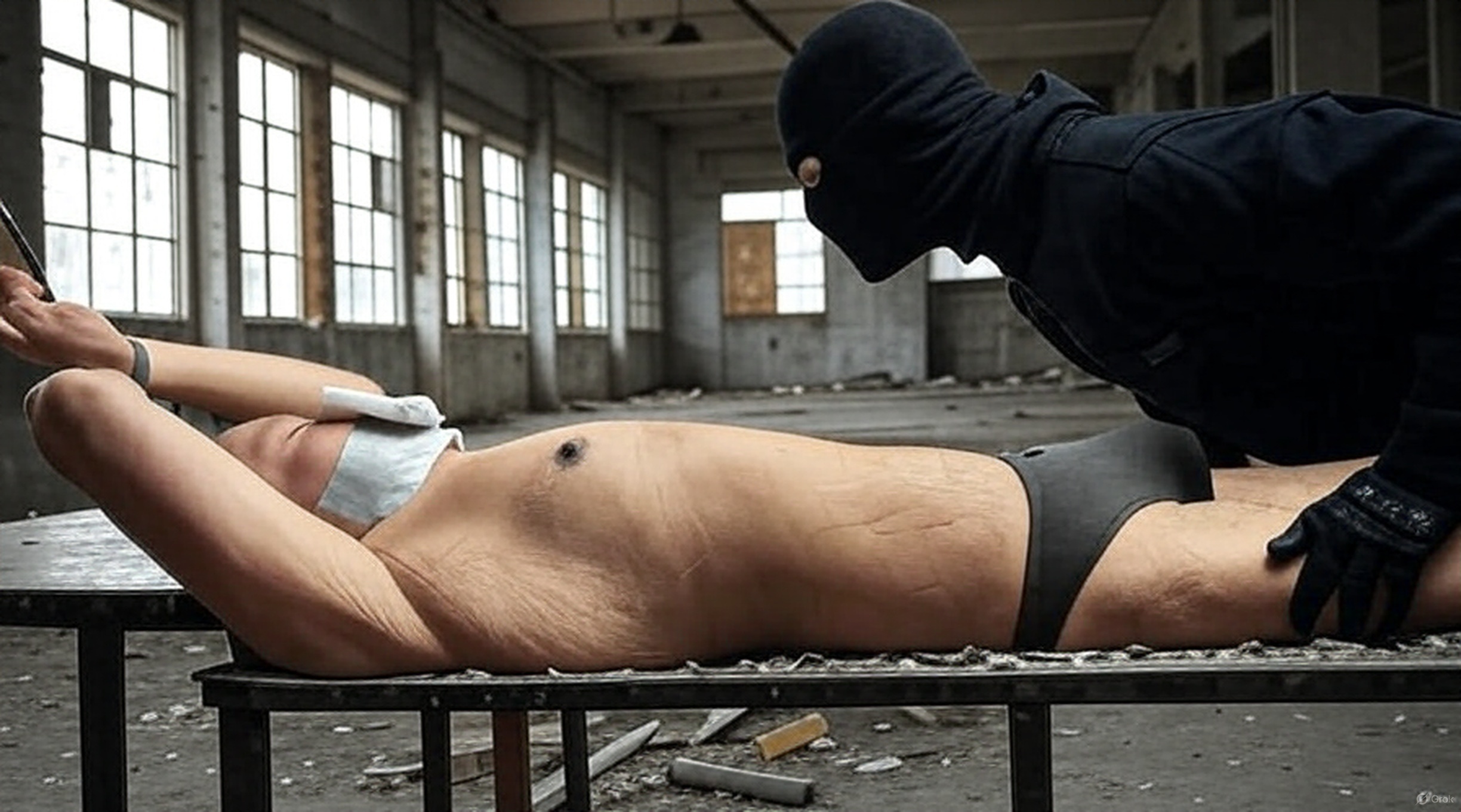 Tied up in a warehouse — 34
