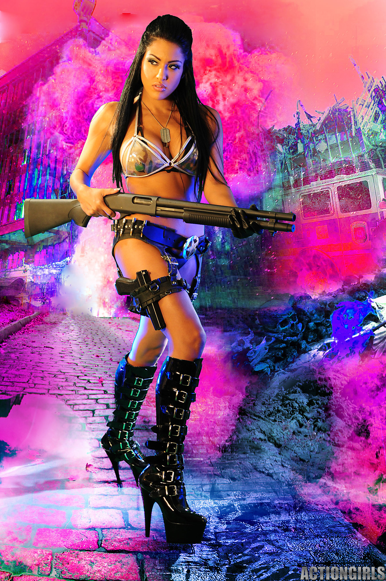 brunette gun girl — 53