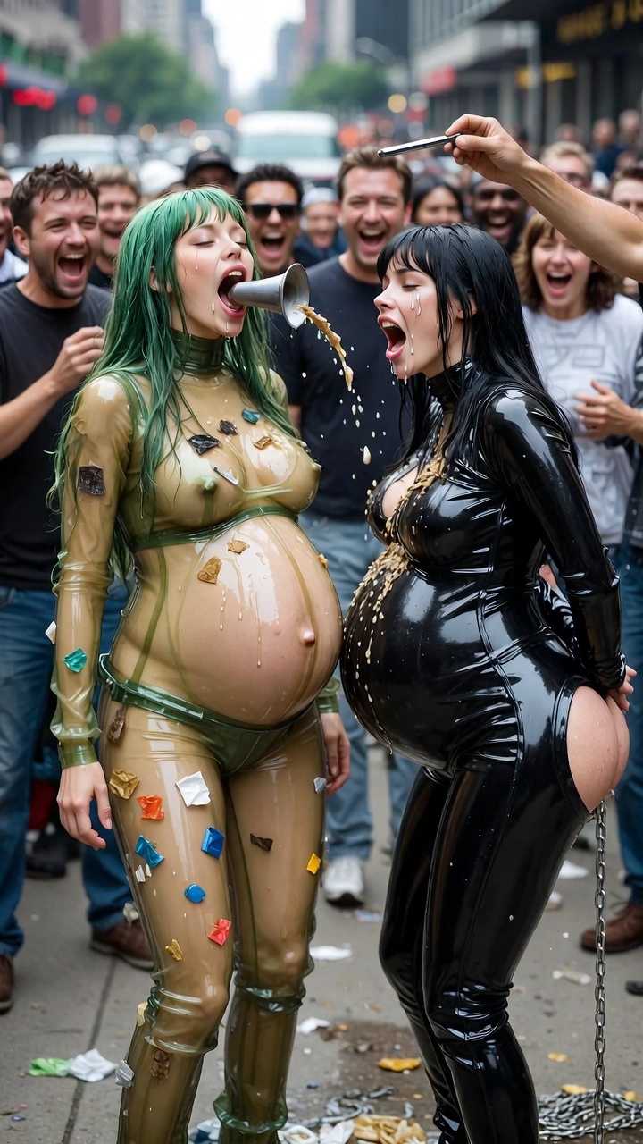 Pregnant BDSM women used as living trash cans — 5